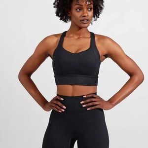 BuffBunny Rosa Sports Bra v2 Metallic Black Exercise Gym Bra